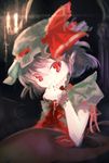  blood pointy_ears red_eyes remilia_scarlet short_hair smile solo touhou tragic_comedy 