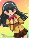  1girl awa black_hair blush character_request female jewelpet_(series) jewelpet_tinkle jewelpet_twinkle long_hair open_mouth school_uniform skirt solo 