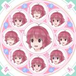  1girl anger_vein blush catchphrase drooling empty_eyes expressions face kanbara_satomi lif mandala nose_bubble red_hair saki short_hair smile sweatdrop tears translation_request trembling 