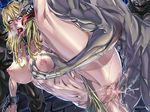  ahegao blonde_hair blue_eyes blush breasts censored chains collar cum cum_in_pussy cum_inside drooling erect_nipples large_breasts leg_lift lips long_hair pussy rape slave toned tongue zunta 