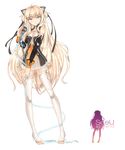  animal_ears barefoot blue_eyes highres long_hair microphone microphone_stand momyan pigeon-toed seeu seeu_(append) solo thighhighs toeless_legwear very_long_hair vocaloid vocaloid_append white_legwear 