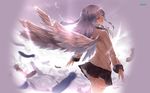  angel_beats! feathers long_hair purple_hair skirt tachibana_kanade wings 