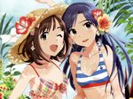  2girls amami_haruka annin_douhu bikini flowers idolmaster kisaragi_chihaya swimsuit wink 