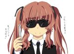  ano_natsu_de_matteru brown_eyes brown_hair formal long_hair men_in_black neuralyzer nguyen_van-hai parody solo suit sunglasses translated twintails yamano_remon 