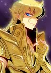  armor blonde_hair blue_eyes katori_(katokichi) long_hair lowres male_focus saint_seiya simple_background solo virgo_shaka 