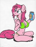  anthro anthrofied beverage big_breasts bikini breasts cleavage clothed clothing equine female friendship_is_magic horse king-cheetah mammal my_little_pony pinkie_pie_(mlp) plain_background pony ruger181 skimpy solo swimsuit tight_clothing white_background 