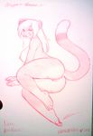  anus breasts cougar feline female looking_at_viewer mammal monochrome nude onnanoko pinup pose pussy sketch solo 