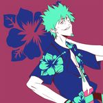  cross facial_hair goatee hawaiian_shirt male_focus monogatari_(series) open_clothes open_shirt oshino_meme shirt solo tanabe_kyou 