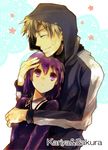  1girl aya_tori child closed_eyes dress empty_eyes fate/zero fate_(series) grey_hair hair_ribbon hood hoodie hug matou_kariya matou_sakura purple_eyes purple_hair ribbon short_hair uncle_and_niece younger 