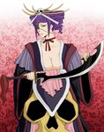  bleach breasts drill_hair eyepatch highres kaichou-sama katen_kyokotsu lipstick makeup purple_hair sword weapon ych660698 zanpakutou_(spirit) 