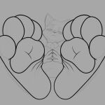 2steponya feet foot_fetish foot_focus hi_res lackadaisy looking_at_viewer looking_down male mordecai_heller pawpads paws sketch solo webcomic