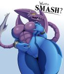  2019 alien anthro big_breasts bodysuit breasts camel_toe clothing crossgender dragon drako1997 fangs female metroid muscular muscular_female nintendo open_mouth purple_skin ridley skinsuit solo space_dragon_(metroid) teeth tight_clothing tongue video_games wings yellow_eyes zero_suit 