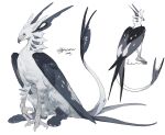  animal_focus artist_name beak bird_wings black_eyes claws creature feathered_wings from_side full_body griffin highres multiple_views nightcrow no_humans original signature simple_background sitting tail tail_raised talons white_background wings 