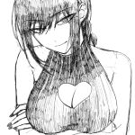  1girl arms_under_breasts breasts chainsaw_man cleavage_cutout clothing_cutout heart_cutout highres looking_at_viewer makima_(chainsaw_man) ringed_eyes short_hair sketch smile zeon_(zzeeonn) 
