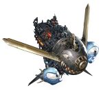  air_force_(ff6) aircraft airship commentary final_fantasy final_fantasy_vi glowing_windows laser_gun_(ff6) missile_bay_(ff6) no_humans one-eyed orushibu sharp_teeth teeth vehicle_focus white_background 