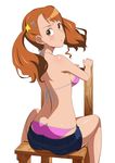  :o anjou_naruko ano_hi_mita_hana_no_namae_wo_bokutachi_wa_mada_shiranai. bare_back bikini bikini_under_clothes blush breasts butt_crack chair denim denim_shorts earrings from_behind hair_ornament hairclip jewelry kuri_youkan looking_back medium_breasts orange_hair shiny shiny_skin short_shorts shorts shorts_pull sideboob sitting sitting_backwards solo swimsuit swimsuit_under_clothes twintails 