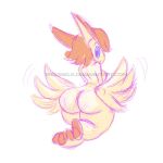  anthro big_butt blue_eyes breasts butt butt_wings female hair huge_butt legendary_pok&eacute;mon looking_back nintendo nude pok&eacute;mon pok&eacute;mon_(species) sketch smile solo thick_thighs victini video_games voluptuous weasselk wide_hips wings 