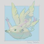  :3 apple05012_(765) character_name digimon digimon_(creature) english_text fake_wings fat_pikachu_(meme) highres meme no_humans solo tail tail_ornament tail_ring tailmon wings 