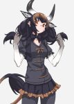  animal_ears banteng_(kemono_friends) black_bow black_bowtie black_hair black_pantyhose black_shirt black_skirt bow bowtie brown_hair commentary cow_ears cow_girl cow_horns cow_tail elbow_gloves extra_ears frilled_skirt frills gloves gradient_gloves grey_gloves hair_between_eyes highres horns kemono_friends long_hair looking_at_viewer multicolored_hair orange_eyes pantyhose pleated_skirt puffy_short_sleeves puffy_sleeves shirt short_sleeves sidelocks skirt tail tanabe_(fueisei) twintails two-tone_gloves white_gloves 