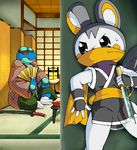  ambiguous_gender amphibian emolga female flying_squirrel g-sun mammal ninja nintendo pok&#233;mon pok&eacute;mon rodent seismitoad squirrel sword toad video_games weapon 