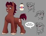absurd_res cutie_mark dialogue equid equine expressions fan_character hasbro hi_res horse male mammal model_sheet my_little_pony pony rub_lug solo speech_bubble text tongue tongue_out