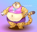 anthro belly benjamin_clawhauser big_belly biped cheetah clothed clothing disney electronics felid feline hi_res holding_object holding_phone lakalando male mammal moobs navel obese obese_anthro obese_male overweight overweight_anthro overweight_male phone shirt solo tail topwear zootopia zootopia+