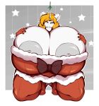 anthro areola bedroom_eyes big_breasts blonde_hair blue_eyes bow_ribbon breasts christmas clothing equid equine female gin-blade gloves grey_areola grey_nipples hair handwear hi_res holidays horn horse huge_breasts hyper hyper_breasts kneeling leggings legwear lingerie looking_at_viewer mammal mistletoe narrowed_eyes nipple_slip nipples plant pony seductive solo unicorn white_heart_(oc)