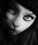  edit feline female greyscale looking_at_viewer mammal monochrome photo_manipulation photomorph portrait psychiclexa realistic solo 