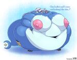2023 anthro areola artist_logo belly belly_squish big_areola big_belly big_breasts big_butt big_nipples bloated blue_background blue_body blue_tail blush breasts butt butt_from_the_front cel_shading cheek_bulge colored deep_navel digital_media_(artwork) english_text eyewear fat_fetish female generation_5_pokemon glasses hair hand_on_own_belly hand_on_stomach hi_res huge_areola huge_breasts huge_butt huge_cheeks huge_nipples hyper hyper_belly hyper_breasts hyper_butt incidental_(artist) joan_(incidental) logo mammal morbidly_obese morbidly_obese_anthro morbidly_obese_female mustelid navel nintendo nipples obese obese_anthro obese_female open_mouth otter overweight overweight_anthro overweight_female pink_areola pink_nipples pokemon pokemon_(species) red_eyes red_hairband red_nose samurott shaded signature simple_background solo squish tail text thick_tail thick_thighs weight_gain white_background white_hair