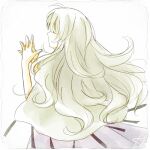  .hack// .hack//games 1girl aura_(.hack//) cloak closed_eyes commentary_request dress kanade long_hair painting_(medium) signature simple_background sketch solo steepled_fingers traditional_media watercolor_(medium) wavy_hair white_background white_cloak white_dress white_hair 