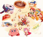  :q :t ^_^ adeleine armor artist_name bandana bandana_waddle_dee bench beret black_cape black_hair blue_bandana blue_eyes blue_socks blunt_bangs blush blush_stickers brown_eyes brown_footwear cape cloak closed_eyes closed_mouth collared_shirt commentary_request cup cup_on_head drinking eating fangs fangs_out food food_on_face fork fruit fur-trimmed_jacket fur-trimmed_sleeves fur_trim gloves green_cloak green_shirt grey_skirt hands_on_own_cheeks hands_on_own_face hands_up hat heart highres holding holding_cup holding_fork holding_mask holding_plate holding_saucer holding_teapot hood hood_up horns jacket king_dedede kirby kirby_(series) licking_lips long_hair long_skirt long_sleeves looking_at_viewer magolor mask mask_on_head meta_knight on_bench open_clothes open_jacket orange_horns parted_bangs pauldrons pencil_skirt pie pie_slice pink_hair plate pom_pom_(clothes) pouring red_headwear red_jacket red_scarf saucer scarf shirt shoes short_hair shoulder_armor sidelocks simple_background sitting sitting_on_bench skirt smile socks strawberry sugar_cube susie_(kirby) swept_bangs taranza tea teacup teapot tokuura tongue tongue_out u_u v-shaped_eyebrows white_background white_eyes white_gloves white_hair yellow_background yellow_gloves 