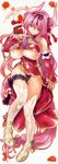  absurdres areolae breasts china_dress chinese_clothes copyright_request curvy detached_sleeves dragon_horns dress fingernails flower groin hair_flower hair_ornament highleg highleg_panties highres horns huge_breasts leg_garter legs lingerie long_hair low-tied_long_hair lying miwa_yoshikazu panties pink_hair purple_eyes sandals skindentation solo thighhighs thighs thong underboob underwear very_long_hair 