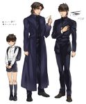  backpack bad_id bad_pixiv_id bag brown_eyes brown_hair cassock character_sheet child cross cross_necklace fate/stay_night fate/zero fate_(series) jewelry k29 kotomine_kirei male_focus multiple_boys multiple_persona necklace older shorts younger 