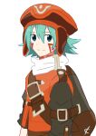  .hack// .hack//games 1boy black_shirt brown_bag brown_pants closed_eyes commentary_request cowboy_shot facial_mark green_eyes green_hair kanade kite_(.hack//) looking_at_viewer male_focus orange_headwear orange_vest pants scarf shirt short_hair signature simple_background sketch smile solo vest white_background white_scarf 