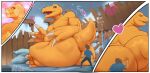 &lt;3 agumon anthro bandai_namco big_butt bodily_fluids body_size_growth butt crossed_legs digimon digimon_(species) duo hand_on_butt hi_res human looking_at_another looking_back looking_down looking_pleasured macro male mammal micro multiple_images overweight sitting size_difference size_transformation steen sweat sweatdrop taichi_kamiya text thick_thighs touching_butt transformation