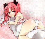  ass cthugha_(nyaruko-san) hair_ribbon haiyore!_nyaruko-san long_hair panties pillow pillow_hug red_eyes red_hair ribbon shi_ecchi solo strap_slip underwear white_panties 