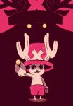 anthro antlers biped clothed clothing deer eyebrows hat headgear headwear hooves horn male mammal one_piece open_mouth open_smile potachi smile solo tony_tony_chopper tony_tony_chopper_(monster_point_form)