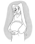 2024 anthro belly canid canine choker clothed clothing convexpert digital_media_(artwork) disney dress female fox hands_on_belly headdress hi_res jewelry maid_marian mammal necklace pregnant robin_hood_(disney) sketch solo