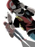  alternate_costume baseball_cap black_hair brown_hair dual_persona gloves hat mariemon multiple_boys pokemon pokemon_(game) pokemon_frlg pokemon_rgby red_(pokemon) red_(pokemon_frlg) red_(pokemon_rgby) tegaki vs_seeker waving 