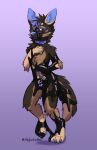 anthro blue_blush blue_collar blush brown_body brown_fur canid canine canis chastity_cage chastity_device collar domestic_dog fur german_shepherd goo_transformation herding_dog hi_res male mammal marlow_wilde null_bulge pastoral_dog shy skylardoodles solo transformation