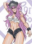  abs arm_up bare_legs bare_shoulders breasts choker cleavage covered_nipples crop_top cutoffs denim denim_shorts final_fight hat large_breasts lips long_hair midriff navel peaked_cap pink_eyes pink_hair poison_(final_fight) short_shorts shorts skull_and_crossbones slender_waist solo street_fighter tank_top taroimo_(00120014) toned unbuttoned very_long_hair wristband 