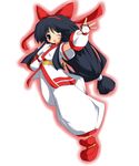  bad_id bad_pixiv_id black_hair blush bow grey_eyes long_hair low-tied_long_hair nakoruru one_eye_closed red_bow samurai_spirits solo take_shinobu 