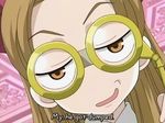  brown_eyes brown_hair close-up face houshakuji_renge jitome long_hair looking_at_viewer non-web_source opera_glasses ouran_high_school_host_club pink_background screencap smile solo 