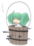  216 bad_id bad_pixiv_id bucket green_hair in_bucket in_container kisume knife pop-up_pirate solo touhou wooden_bucket 