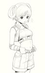  blush bra dwarf dwarf_(lineage_2) greyscale kanzeon lineage lineage_2 lingerie midriff monochrome short_hair shorts solo underwear 