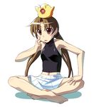  bare_shoulders bird brown_eyes brown_hair chick chikugen_shiina copyright_request halterneck midriff sitting skirt solo twintails 