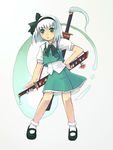  bad_id bad_pixiv_id hitodama konpaku_youmu konpaku_youmu_(ghost) nanatsuki sheath sheathed solo sword touhou weapon white_hair 