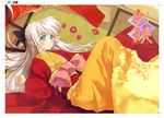  blue_eyes japanese_clothes kimono long_hair minamino_kanata original ribbon solo white_hair 