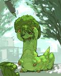  bullying caterpillar copyright_request furry green_skin insect_girl leaf lowres minigirl monster_girl oekaki pen poking solo tears ze_(sawakihein) 
