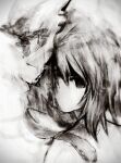 1other absurdres androgynous animal_on_shoulder atoymk empty_eyes greyscale highres kurohebi len&#039;en looking_at_viewer medium_hair monochrome no_mouth no_nose other_focus portrait sketch snake snake_on_shoulder solo 